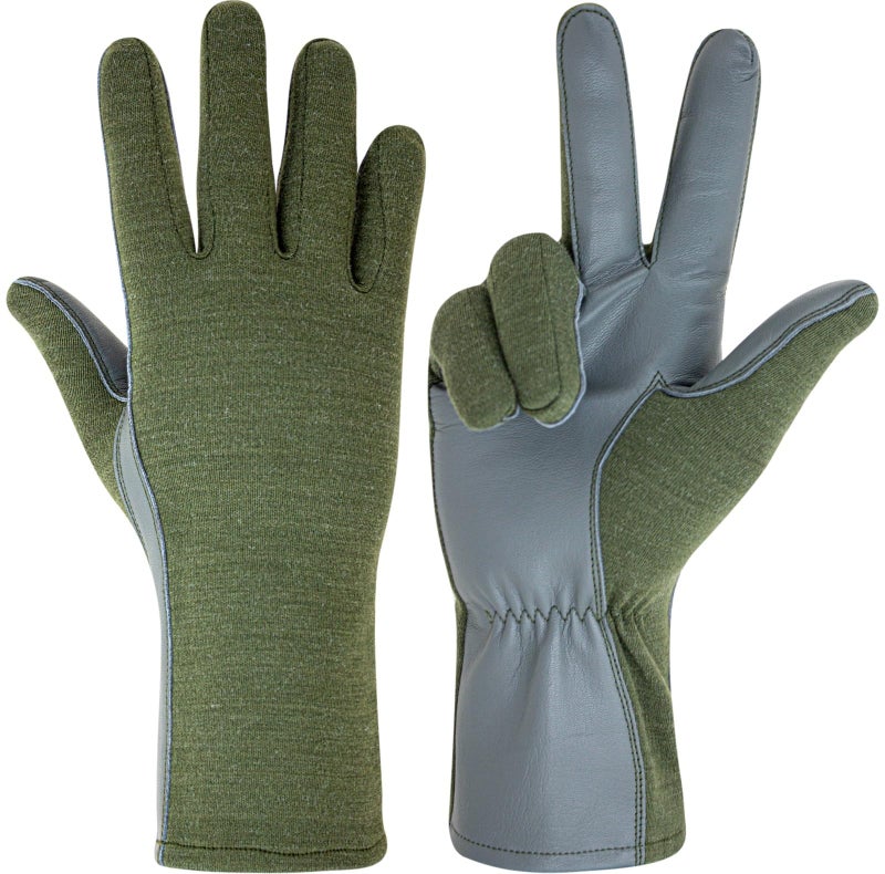 ONETAC OUTDOOR NOMEX FLIGHT FLYER PILOT OPERATOR DUTY GLOVES BLACK, GREEN, TAN (GREEN, MEDIUM) - Image 3